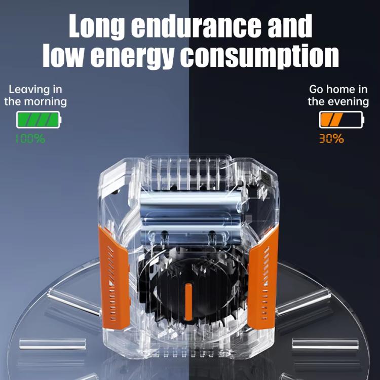 F66 Rechargeable Waist-Mounted Clip Fan With 3-Speed Settings & LED Flashlight Hands-Free Cooling For Construction, Outdoor Work, Hiking(Orange) - Electric Fans by buy2fix | Online Shopping UK | buy2fix