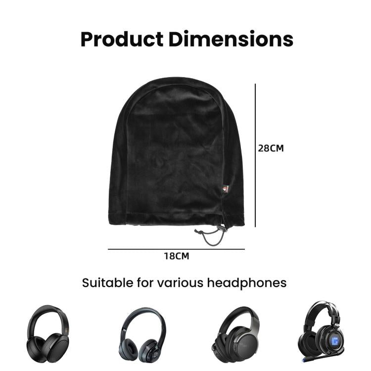 Universal Headphone Storage Case Dustproof Drawstring Bag With Ultra-Soft Short Plush(Black) - Headset Accessories by buy2fix | Online Shopping UK | buy2fix