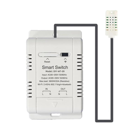 DIY-WT-09 20A Temperature Switch Smart Thermostat, Compatible With Google / Alexa / Yandex Alice / IFTTT, Spec: Humidity+1m Temperature Humidity Sensor