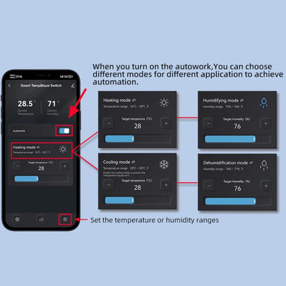 Graffiti WIFI Temperature Dry Contact Switch Module APP Remote Control Switch, Supports Google / Alexa Voice, Spec: Humidity+Integrated 1m Cable - Thermostat & Thermometer by buy2fix | Online Shopping UK | buy2fix