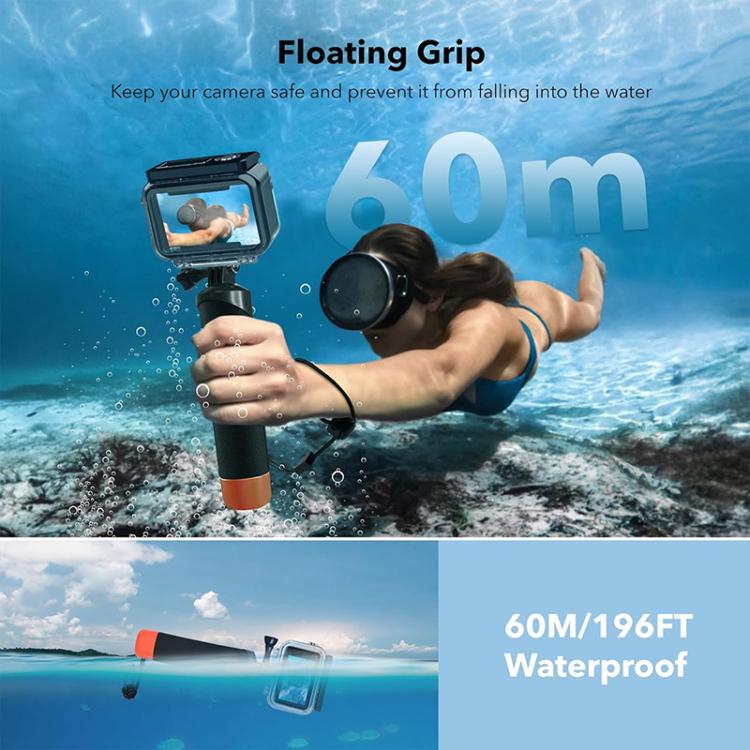 For DJI Action 5 Pro/4/3 Waterproof Diving Case with Buoyancy Float Stick Kit Includes Anti-Fog Inserts, Mounting Base - Case & Bags by buy2fix | Online Shopping UK | buy2fix
