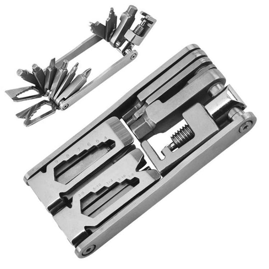 Bicycle 15 In 1 Repair Tool Chain Wrench(Silver)
