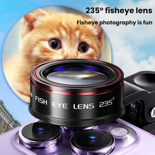 235 Degree Fisheye High Definition Camera Mobile Phone Lens With Lens Clip - Macro & Wide-angle by buy2fix | Online Shopping UK | buy2fix