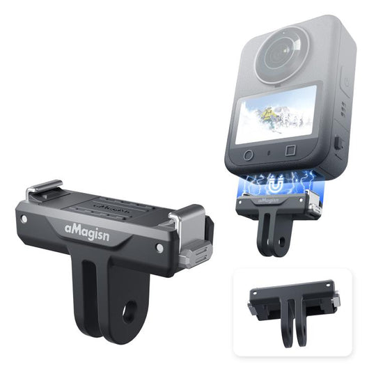 For DJI Osmo 360/Action 5 Pro/4/3 aMagisn Magnetic Quick-Release Adapter Plastic Snap-On Base(Black)