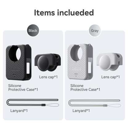 For DJI Osmo 360 Camera aMagisn Silicone Body Cover Set with Lens Cap & Neck Lanyard(Black) - Case & Bags by aMagisn | Online Shopping UK | buy2fix