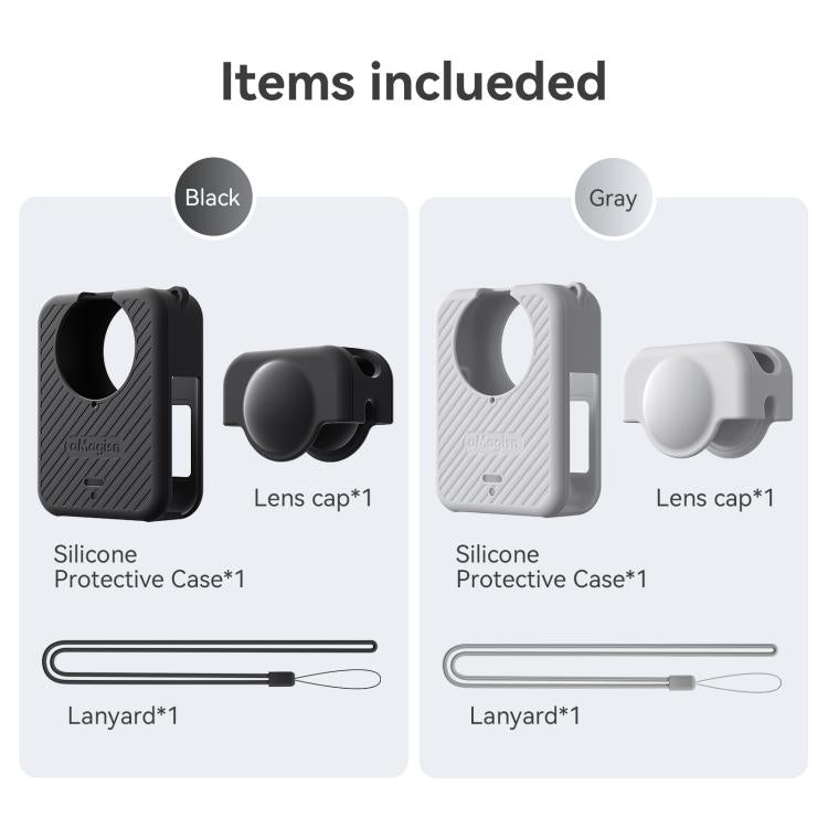 For DJI Osmo 360 Camera aMagisn Silicone Body Cover Set with Lens Cap & Neck Lanyard(Light Gray) - Case & Bags by aMagisn | Online Shopping UK | buy2fix