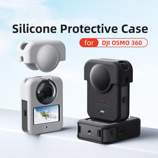 For DJI Osmo 360 Camera aMagisn Silicone Body Cover Set with Lens Cap & Neck Lanyard(Light Gray) - Case & Bags by aMagisn | Online Shopping UK | buy2fix