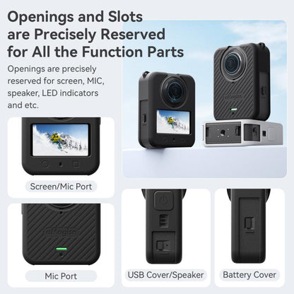 For DJI Osmo 360 Camera aMagisn Silicone Body Cover Set with Lens Cap & Neck Lanyard(Light Gray) - Case & Bags by aMagisn | Online Shopping UK | buy2fix