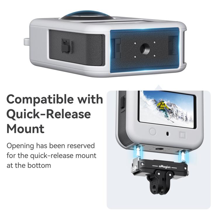 For DJI Osmo 360 Camera aMagisn Silicone Body Cover Set with Lens Cap & Neck Lanyard(Light Gray) - Case & Bags by aMagisn | Online Shopping UK | buy2fix