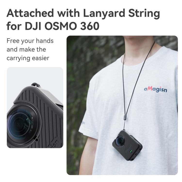 For DJI Osmo 360 Camera aMagisn Silicone Body Cover Set with Lens Cap & Neck Lanyard(Light Gray) - Case & Bags by aMagisn | Online Shopping UK | buy2fix