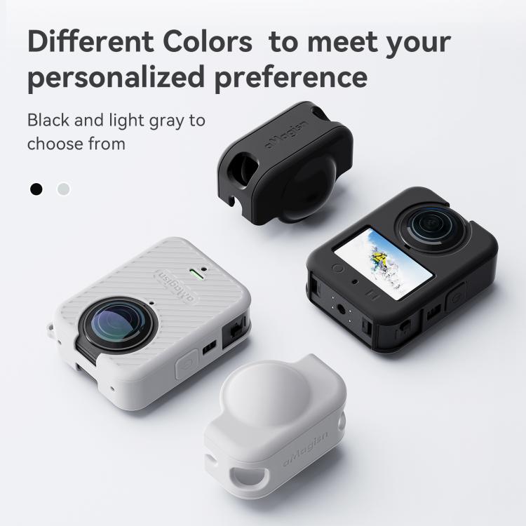 For DJI Osmo 360 Camera aMagisn Silicone Body Cover Set with Lens Cap & Neck Lanyard(Light Gray) - Case & Bags by aMagisn | Online Shopping UK | buy2fix