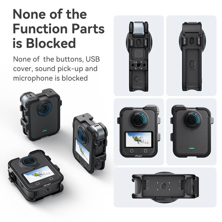 For DJI Osmo 360 AMagisn Quick-Release Metal Cage With Dual/Single Lens Caps Camera Mount Rig(Smokey Steel) - Protection Frame by aMagisn | Online Shopping UK | buy2fix