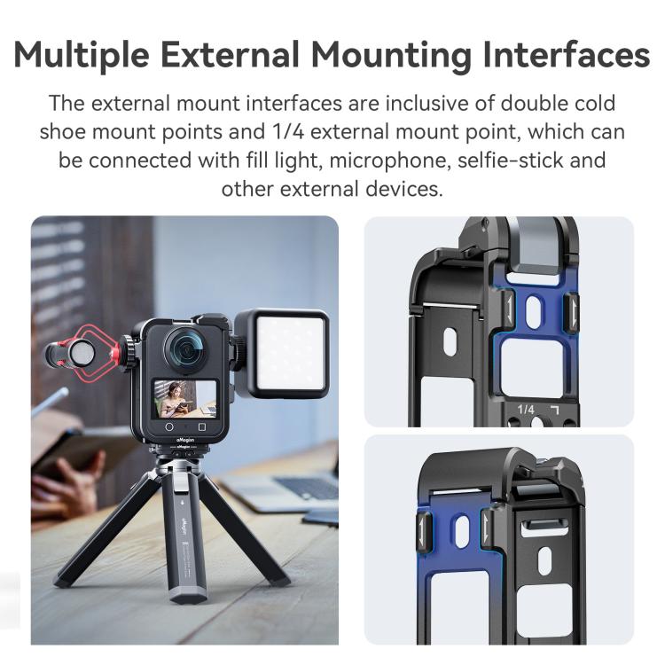 For DJI Osmo 360 AMagisn Quick-Release Metal Cage With Dual/Single Lens Caps Camera Mount Rig(Black) - Protection Frame by aMagisn | Online Shopping UK | buy2fix