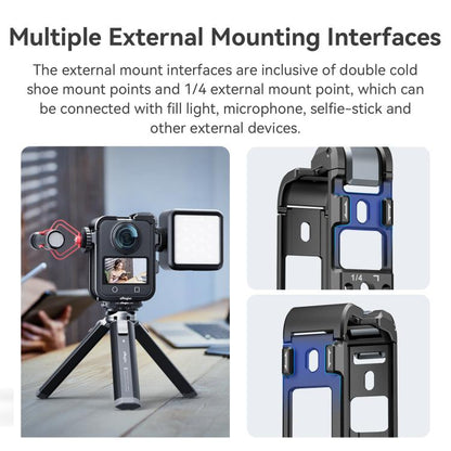 For DJI Osmo 360 AMagisn Quick-Release Metal Cage With Dual/Single Lens Caps Camera Mount Rig(Black) - Protection Frame by aMagisn | Online Shopping UK | buy2fix