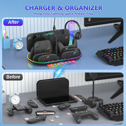For Nintendo Switch 2 JYS NS2322 With RGB Light Charging Base Cooling Charging Storage Integrated Base(White) - Holder by JYS | Online Shopping UK | buy2fix