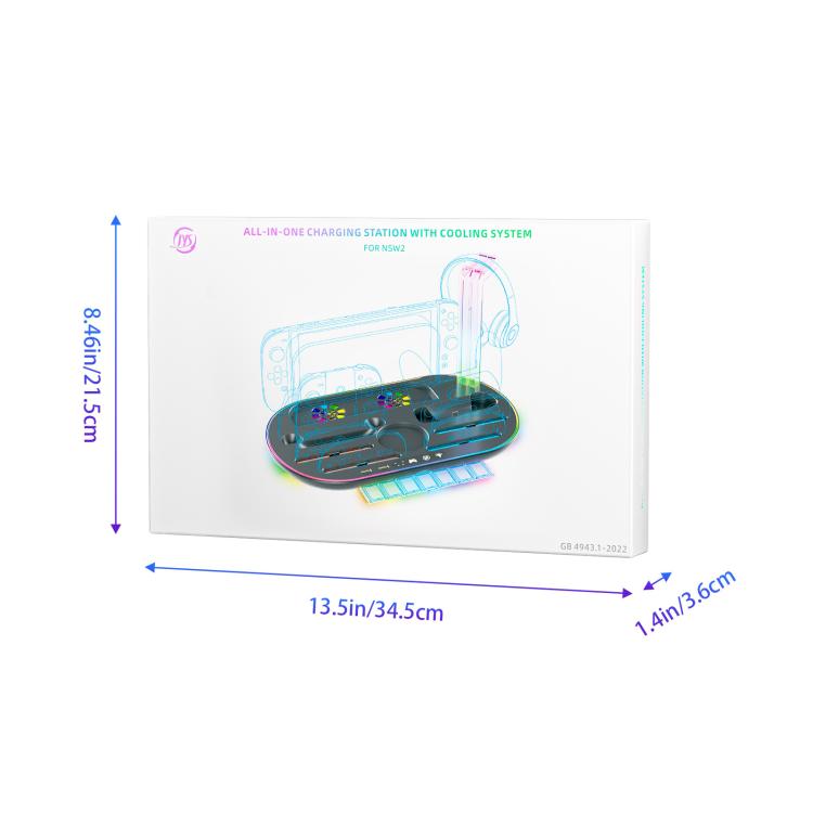 For Nintendo Switch 2 JYS NS2322 With RGB Light Charging Base Cooling Charging Storage Integrated Base(White) - Holder by JYS | Online Shopping UK | buy2fix