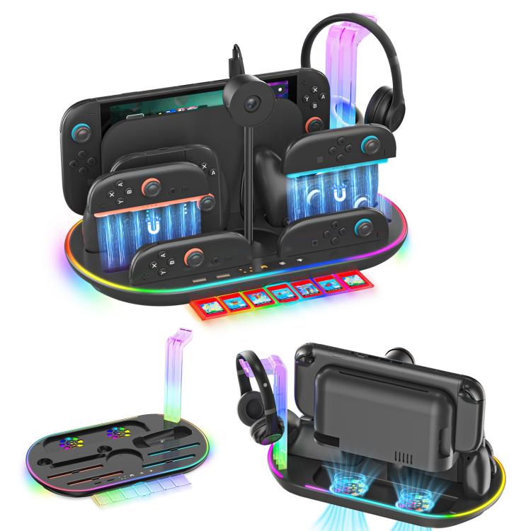 For Nintendo Switch 2 JYS NS2322 With RGB Light Charging Base Cooling Charging Storage Integrated Base(White) - Holder by JYS | Online Shopping UK | buy2fix