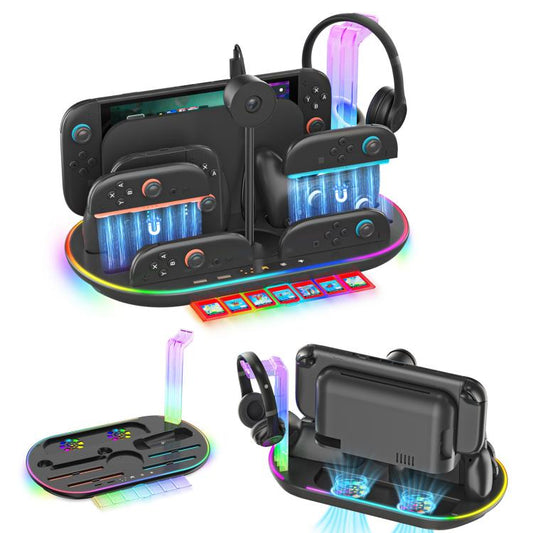 For Nintendo Switch 2 JYS NS2322 With RGB Light Charging Base Cooling Charging Storage Integrated Base(White) - Holder by JYS | Online Shopping UK | buy2fix