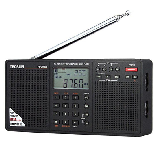 TECSUN PL-398MP Stereo Portable Full-Band Digital Tuning Radio Support SD Card Playback, Spec: Standard(Black)