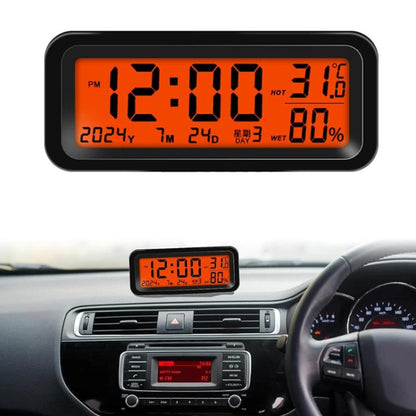 Car Solar-powered Clock With Luminous Light Thermometer Humidity Meter(Blue-red Light) - Clocks & Car Meters by buy2fix | Online Shopping UK | buy2fix