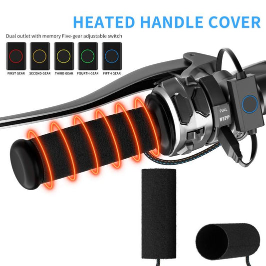 1pair Waterproof Heated Motorcycle Grips With Five-gear Adjustment(Black) - Grips by buy2fix | Online Shopping UK | buy2fix