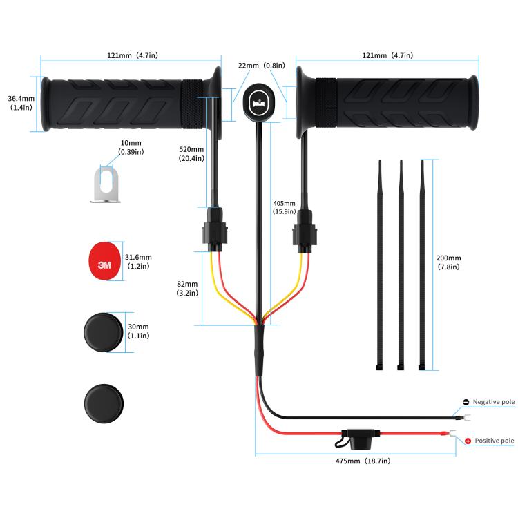 ATV Metal Switches With 5+1 Memory Heated Handlebars(CS-1956E2) - Grips by buy2fix | Online Shopping UK | buy2fix