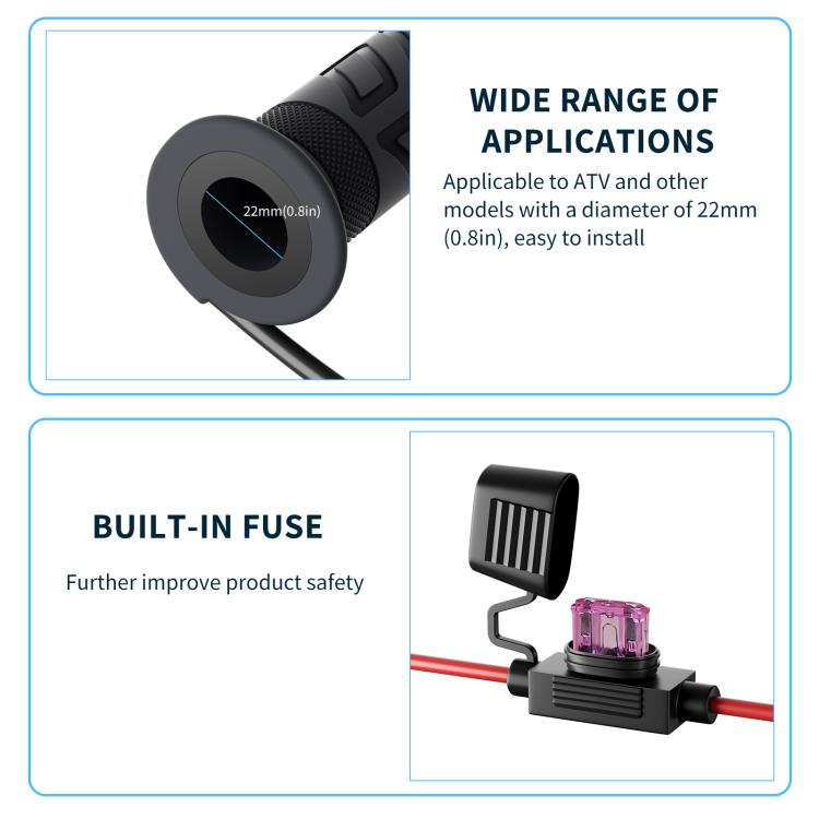 ATV Metal Switches With 5+1 Memory Heated Handlebars(CS-1956E2) - Grips by buy2fix | Online Shopping UK | buy2fix