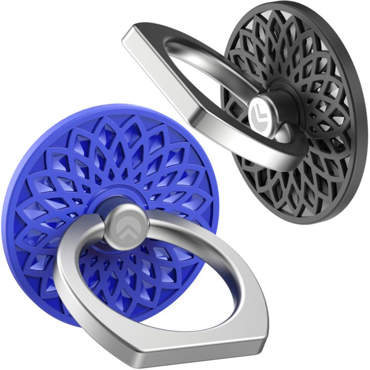 AhaStyle ST13 2pcs Metal Ring Clip Phone Holder Patterned Anti-Slip Design Back Stick Mount(Blue+Black) - Ring Holder by AhaStyle | Online Shopping UK | buy2fix