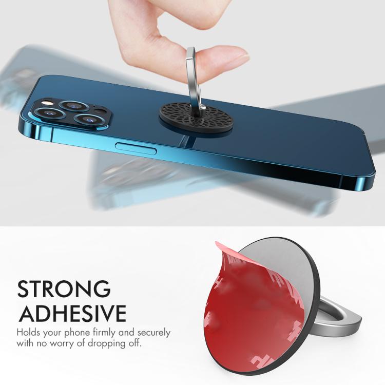 AhaStyle ST13 2pcs Metal Ring Clip Phone Holder Patterned Anti-Slip Design Back Stick Mount(Red+Black) - Ring Holder by AhaStyle | Online Shopping UK | buy2fix