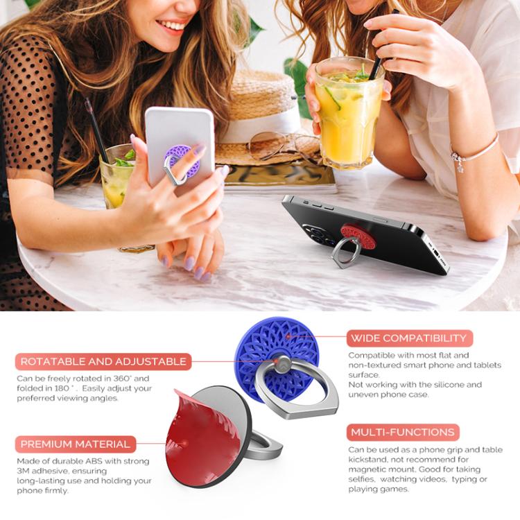 AhaStyle ST13 2pcs Metal Ring Clip Phone Holder Patterned Anti-Slip Design Back Stick Mount(Red+Black) - Ring Holder by AhaStyle | Online Shopping UK | buy2fix