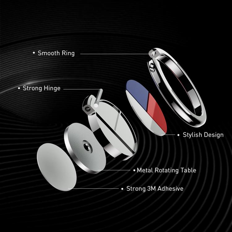 AhaStyle ST12 Metal Ring Clip Phone Stand Aluminum Alloy Adhesive Mount(Black White Blue) - Ring Holder by AhaStyle | Online Shopping UK | buy2fix