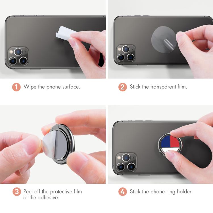 AhaStyle ST12 Metal Ring Clip Phone Stand Aluminum Alloy Adhesive Mount(Red White Blue) - Ring Holder by AhaStyle | Online Shopping UK | buy2fix