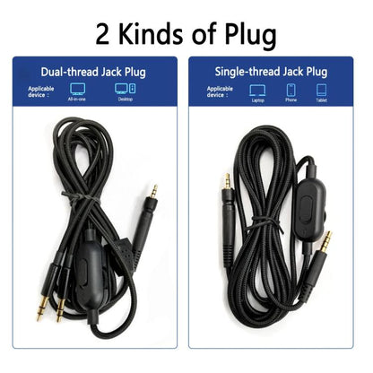 Dual Plug 2m Tuning Edition Headphone Cable For Sennheiser GAME ONE / GAME ZERO / PC 373D / GSP350 / GSP500 / GSP600 - Headset Accessories by buy2fix | Online Shopping UK | buy2fix
