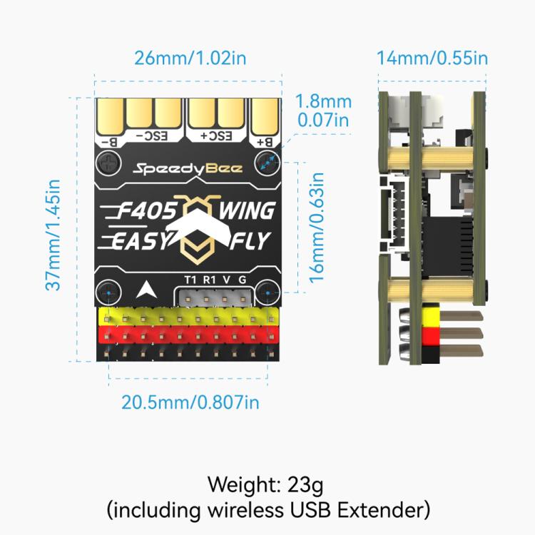 SpeedyBee F405 WING MINI Fixed Wing Flight Controller 2-6S LiPo For RC Fixed Wing Model - Flight Controller by SpeedyBee | Online Shopping UK | buy2fix