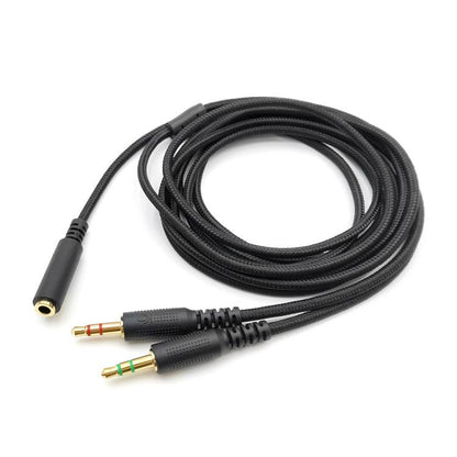 For Razer Kraken V2 3.5mm Male To Female 2 In 1 Extension Cable Audio Adapter, Length: 2m(Black) - Microphone by buy2fix | Online Shopping UK | buy2fix