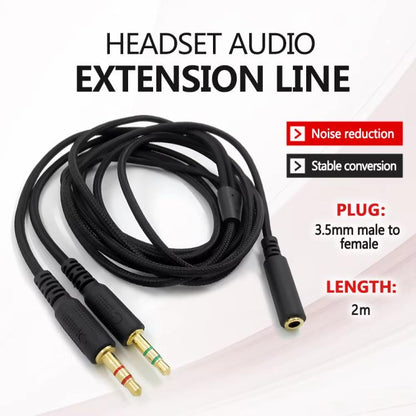 For Razer Kraken V2 3.5mm Male To Female 2 In 1 Extension Cable Audio Adapter, Length: 2m(Black) - Microphone by buy2fix | Online Shopping UK | buy2fix