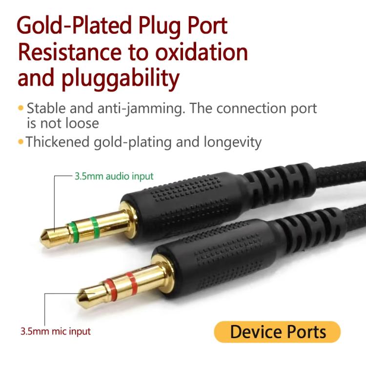 For Razer Kraken V2 3.5mm Male To Female 2 In 1 Extension Cable Audio Adapter, Length: 2m(Black) - Microphone by buy2fix | Online Shopping UK | buy2fix