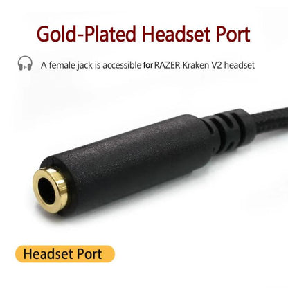 For Razer Kraken V2 3.5mm Male To Female 2 In 1 Extension Cable Audio Adapter, Length: 2m(Black) - Microphone by buy2fix | Online Shopping UK | buy2fix