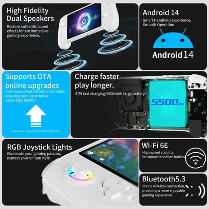 ANBERNIC RG557 Handheld Game Console 5.48-Inch AMOLED Screen Android 14 Video Game Player 12+256G(White) - Pocket Console by ANBERNIC | Online Shopping UK | buy2fix