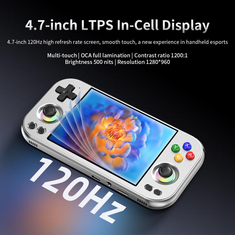 ANBERNIC RG 477M  Android 14 Handheld Game Console With Aluminum Alloy Body, 4.7-Inch LTPS In-Cell Touch Screen, 3D Hall Joystick & Self-Developed AI Assistant 128G(Silver) - Pocket Console by ANBERNIC | Online Shopping UK | buy2fix