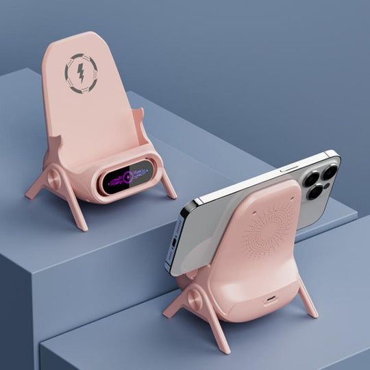 Chair-Shaped Wireless Charger Stand For Desk Compatible With 4.5-11 Inch Phones & Tablets(Pink)