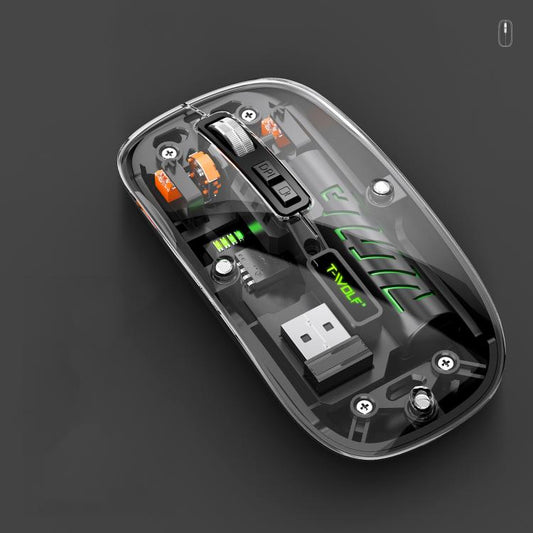 T-WOLF X11 Transparent Wireless Mouse Dual Mode 2.4G+Bluetooth, USB-C Rechargeable with Magnetic Cover(Black) - Wireless Mice by T-WOLF | Online Shopping UK | buy2fix