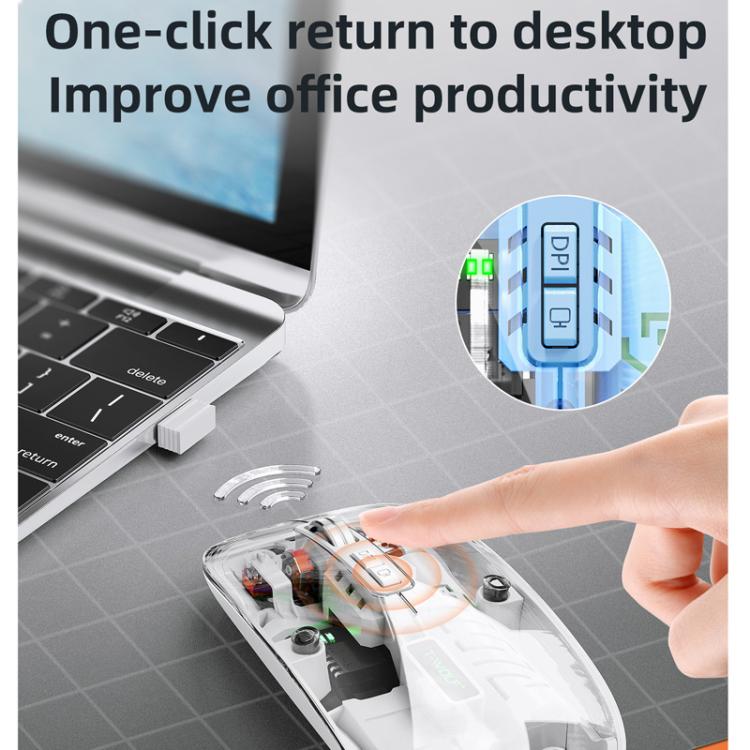 T-WOLF X11 Transparent Wireless Mouse Dual Mode 2.4G+Bluetooth, USB-C Rechargeable with Magnetic Cover(White) - Wireless Mice by T-WOLF | Online Shopping UK | buy2fix