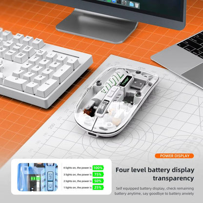 T-WOLF X11 Transparent Wireless Mouse Dual Mode 2.4G+Bluetooth, USB-C Rechargeable with Magnetic Cover(White) - Wireless Mice by T-WOLF | Online Shopping UK | buy2fix