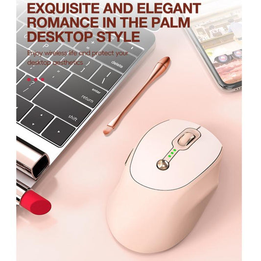 T-WOLF Q7 Single-Mode 2.4G 2400 DPI Wireless Mouse USB-C Rechargeable, Milk Tea Color Elegant Design with Battery Indicator - Wireless Mice by T-WOLF | Online Shopping UK | buy2fix