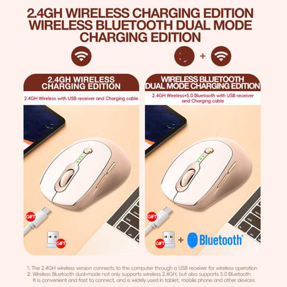 T-WOLF Q7 Single-Mode 2.4G 2400 DPI Wireless Mouse USB-C Rechargeable, Milk Tea Color Elegant Design with Battery Indicator - Wireless Mice by T-WOLF | Online Shopping UK | buy2fix