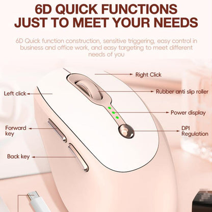 T-WOLF Q7 Single-Mode 2.4G 2400 DPI Wireless Mouse USB-C Rechargeable, Milk Tea Color Elegant Design with Battery Indicator - Wireless Mice by T-WOLF | Online Shopping UK | buy2fix
