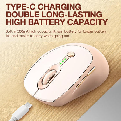 T-WOLF Q7 Single-Mode 2.4G 2400 DPI Wireless Mouse USB-C Rechargeable, Milk Tea Color Elegant Design with Battery Indicator - Wireless Mice by T-WOLF | Online Shopping UK | buy2fix