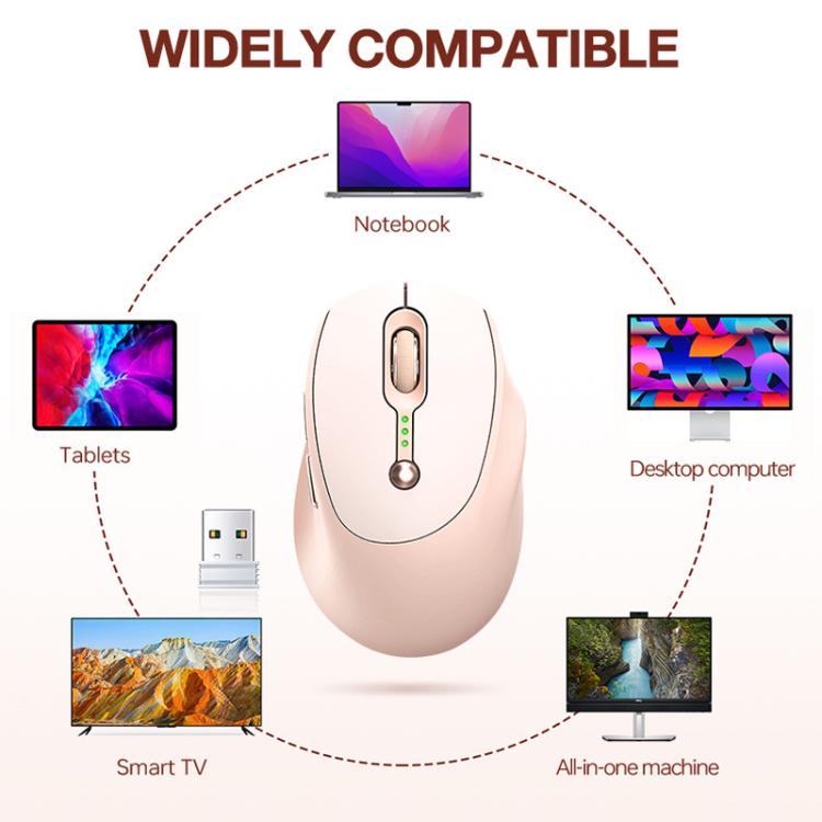 T-WOLF Q7 Single-Mode 2.4G 2400 DPI Wireless Mouse USB-C Rechargeable, Milk Tea Color Elegant Design with Battery Indicator - Wireless Mice by T-WOLF | Online Shopping UK | buy2fix