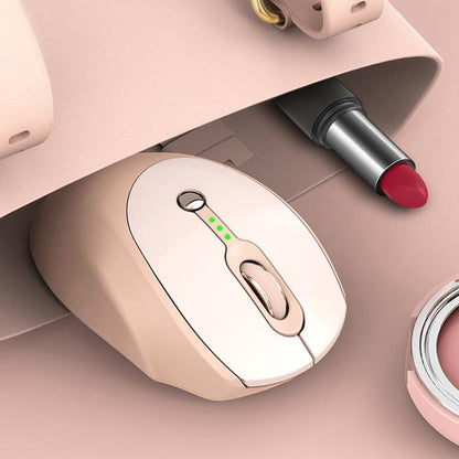 T-WOLF Q7 Single-Mode 2.4G 2400 DPI Wireless Mouse USB-C Rechargeable, Milk Tea Color Elegant Design with Battery Indicator - Wireless Mice by T-WOLF | Online Shopping UK | buy2fix